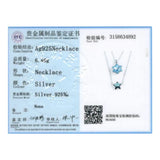 Crystal Snowflake Star Pendant Necklace S925 Silver Double Chains Wedding