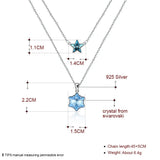 Crystal Snowflake Star Pendant Necklace S925 Silver Double Chains Wedding