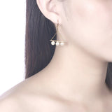 Triangle Drop Earrings For Women Pearls Plated S925 Silver Hanging