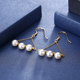 Triangle Drop Earrings For Women Pearls Plated S925 Silver Hanging