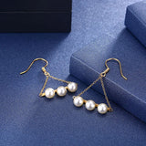 Triangle Drop Earrings For Women Pearls Plated S925 Silver Hanging