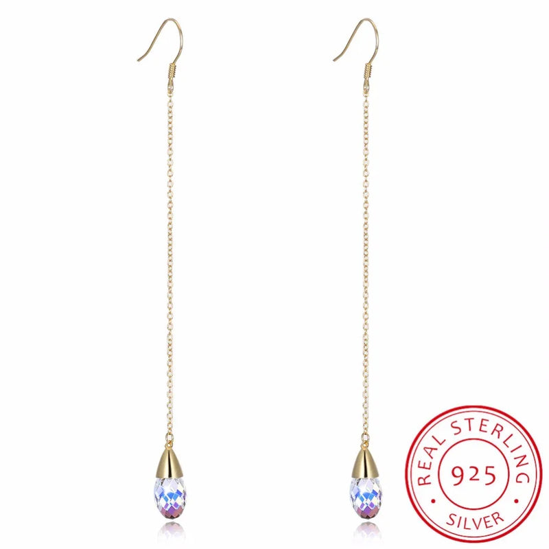 LEKANI Water Drop Earring Crystal 925 Sterling Silver Mothers Gift
