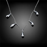 925 Silver Pendant Necklace Five Drops Charm Necklace