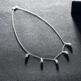 925 Silver Pendant Necklace Five Drops Charm Necklace