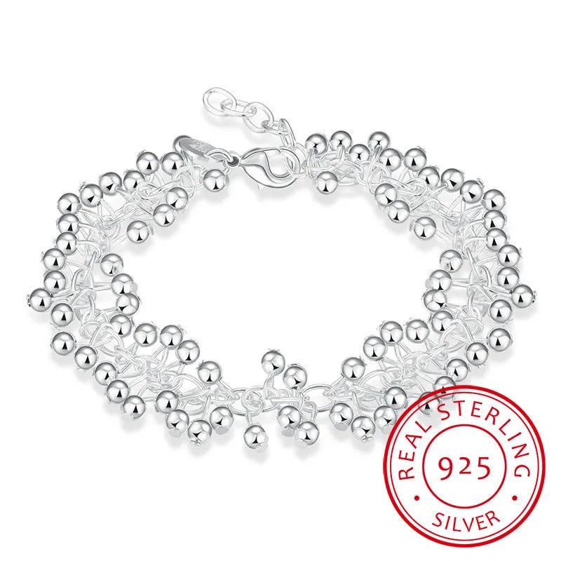 925 Silver Grapes Beads Bracelet for Women
