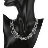 925 Sterling Silver 18'' Multilayer Necklaces Collar