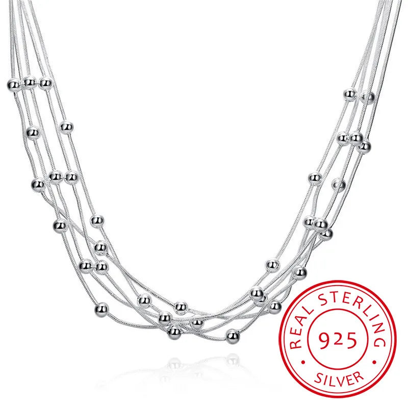 925 Sterling Silver 18'' Multilayer Necklaces Collar