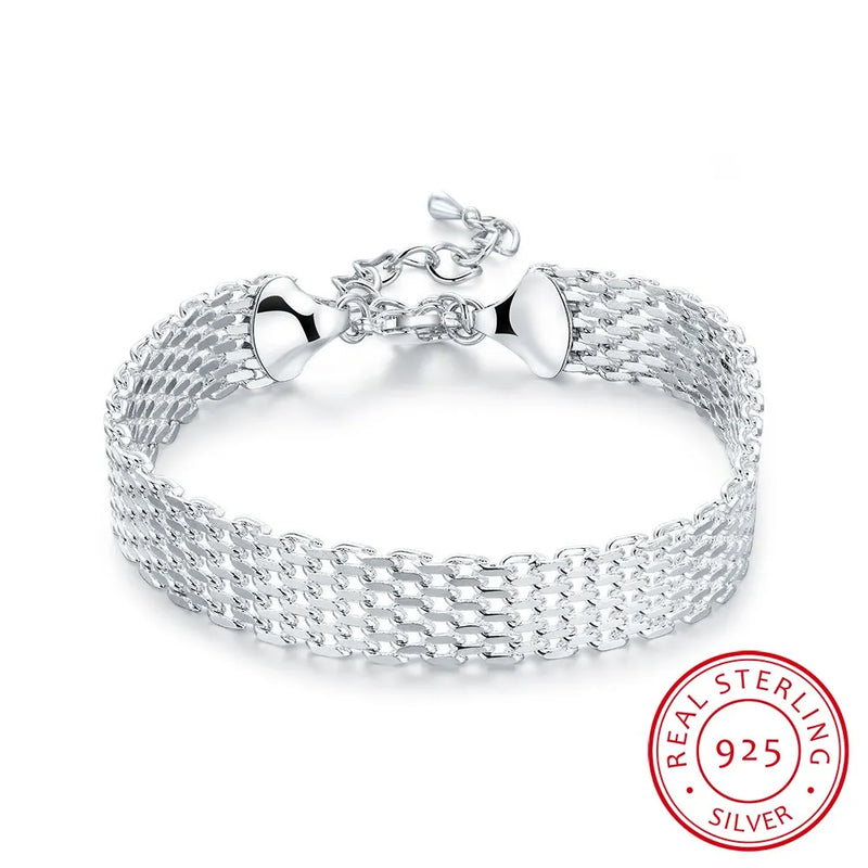 925 Silver Soft Watchband Charm Bracelet & Bangles