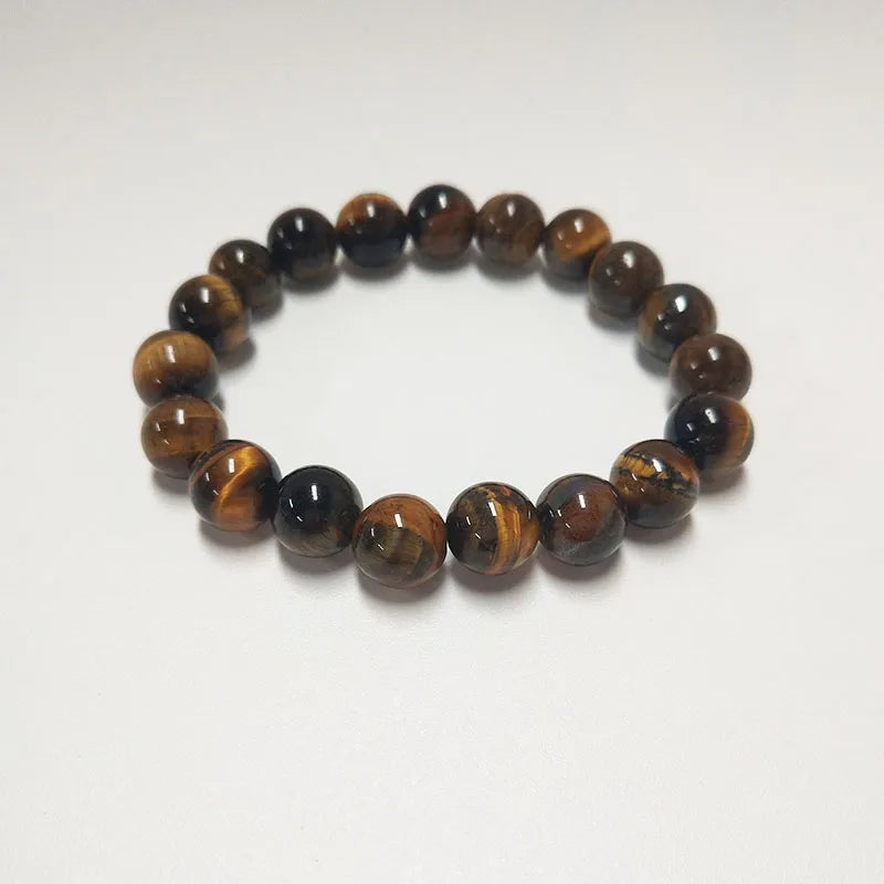 Tiger Eye Buddha Bracelet Elasticity Rope Natural Stone Bead Strand