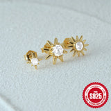 925 Silver Star Crystal Studs 3pcs Set