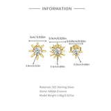 925 Silver Star Crystal Studs 3pcs Set