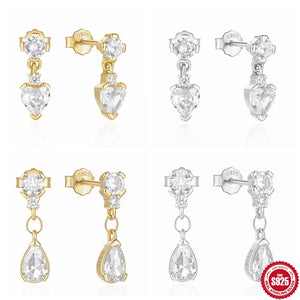 925 Silver Zircon Stud Earrings Women Jewelry Gift