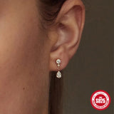 925 Silver Zircon Stud Earrings Women Jewelry Gift