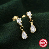 925 Silver Zircon Stud Earrings Women Jewelry Gift