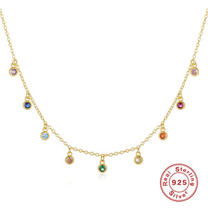 925 Silver French Round Zircon Women's Necklace Chains Jewelry