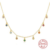 925 Silver French Round Zircon Women's Necklace Chains Jewelry