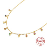 925 Silver French Round Zircon Women's Necklace Chains Jewelry