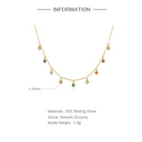 925 Silver French Round Zircon Women's Necklace Chains Jewelry