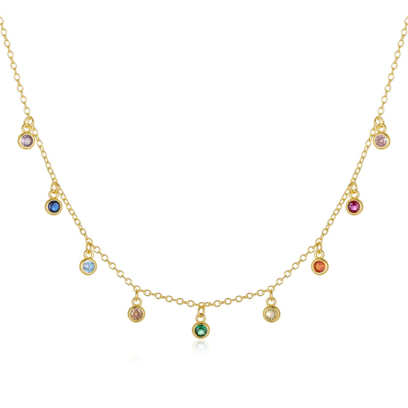 925 Silver French Round Zircon Women's Necklace Chains Jewelry