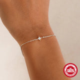 925 Silver Starry Sky Sparkle Star CZ Chain Bracelet Women Jewelry