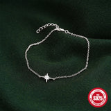 925 Silver Starry Sky Sparkle Star CZ Chain Bracelet Women Jewelry