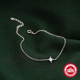 925 Silver Starry Sky Sparkle Star CZ Chain Bracelet Women Jewelry