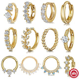 925 Silver Rhinestone Hoop Earrings Women Cartilage Small Ear Buckle Piercing