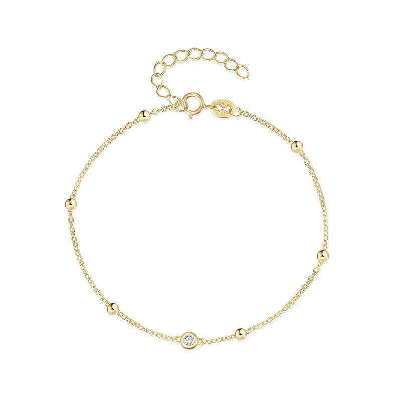 925 Silver Zircon Mini Bead Bracelet for Women