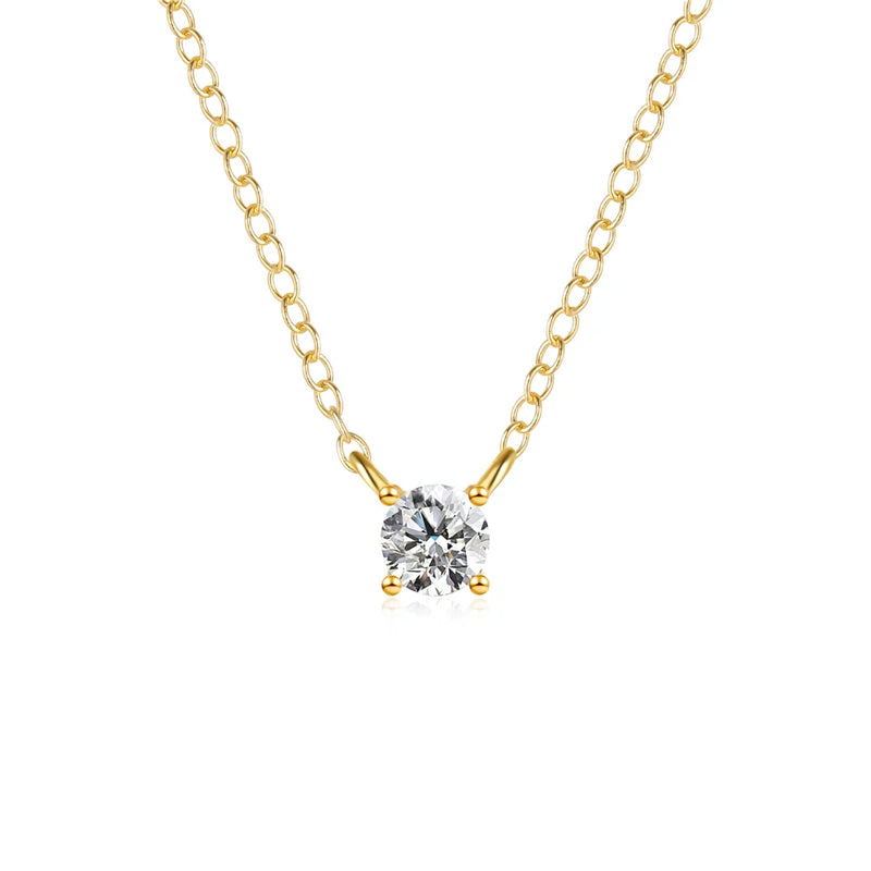 925 Silver Small Round CZ Pendant Necklace 2/2.5/3/3.5/4mm Crystal Chains