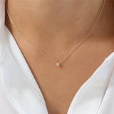 925 Silver Small Round CZ Pendant Necklace 2/2.5/3/3.5/4mm Crystal Chains