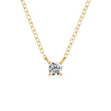 925 Silver Small Round CZ Pendant Necklace 2/2.5/3/3.5/4mm Crystal Chains
