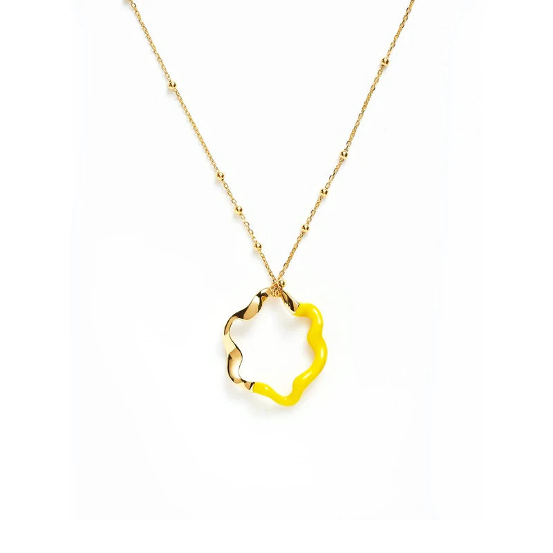 Golden Double Colors Enamel Necklace for Women Custom Pendant Choker