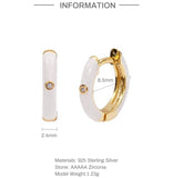 925 Sterling Silver Colorful Enamel Hoop Earrings CZ Jewelry