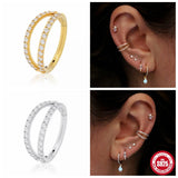 925 Silver Double-layer Circle Hoop Earring Minimalist Women Nose Ring