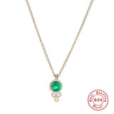 925 Silver Zircon Choker Necklaces Diamond Pendant for Women