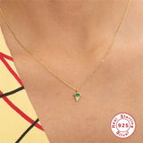 925 Silver Zircon Choker Necklaces Diamond Pendant for Women