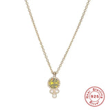 925 Silver Zircon Choker Necklaces Diamond Pendant for Women