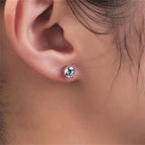 925 Silver 1.9 Round Cut Austrian Stone Stud Earrings Wedding Jewelry