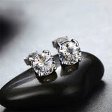 925 Silver 1.9 Round Cut Austrian Stone Stud Earrings Wedding Jewelry