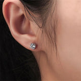 925 Silver 1.9 Round Cut Austrian Stone Stud Earrings Wedding Jewelry