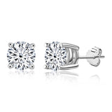 925 Silver Round Cut SONA Stone Earrings Wedding Jewelry