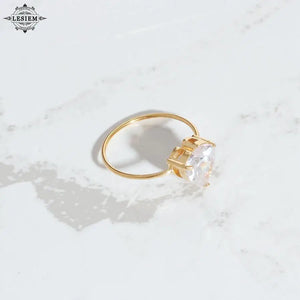 LESIEM Peach Heart Zirconia Thin Ring Euro Prom Accessories