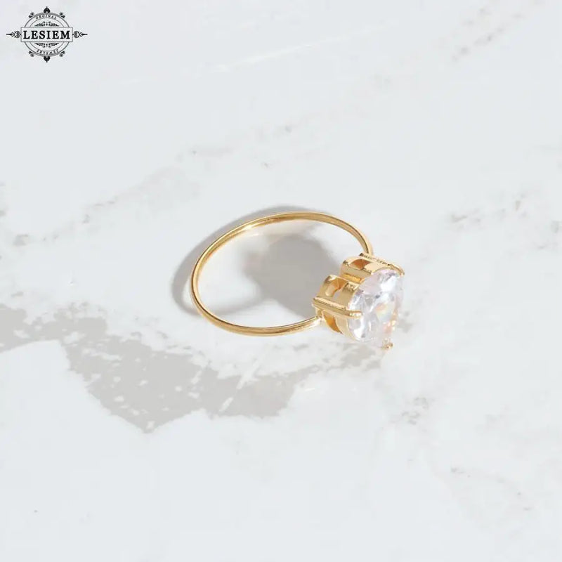 LESIEM Peach Heart Zirconia Thin Ring Euro Prom Accessories