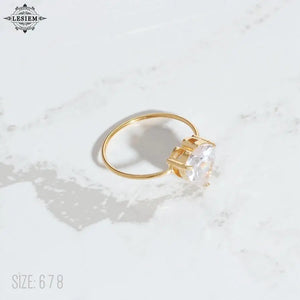 LESIEM Peach Heart Zirconia Thin Ring Euro Prom Accessories