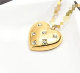LESIEM 18KGP Zircon Peach Heart Pendant Necklace for Women