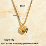 LESIEM 18KGP Zircon Peach Heart Pendant Necklace for Women