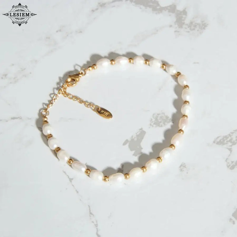 LESIEM Lady Bracelet Freshwater Pearl Bead Anchor High Jewelry