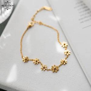 LESIEM Plated Maiden Anklet Flowers Leg Jewelry