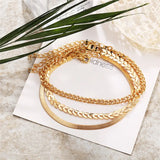 3pcs Snake Chain Anklets for Women Beach Foot Jewelry Leg Chain Anklet Bracelets
