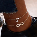 A-Z Letter Initial Anklets Silver Heart Foot Jewelry